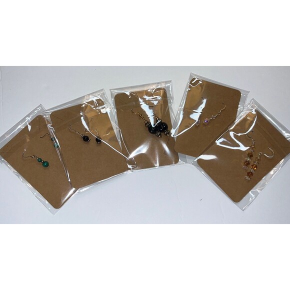 Earrings Handmade Hook Dangle Mixed Colors Variety Beads Stones Gift LOT Of 5 - Picture 8 of 8